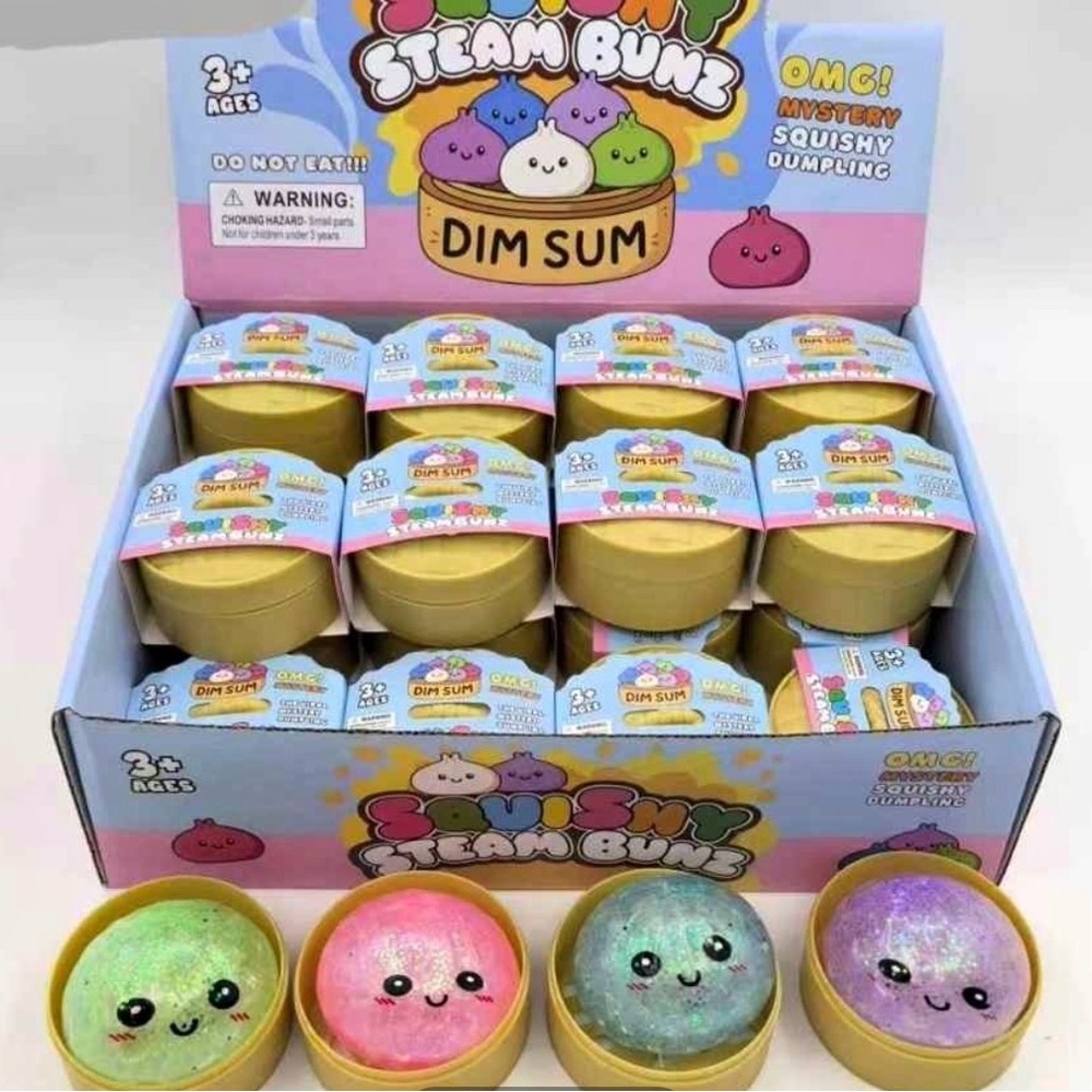 12 Squishy Steam Bun Dim Sum Mystery Squishy Dumpling - Sugar style ( Sparkly)